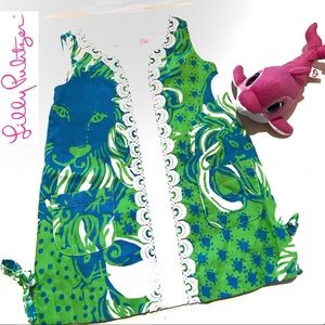 LILLY PULITZER Green White Blue Shift Dress Sz 2